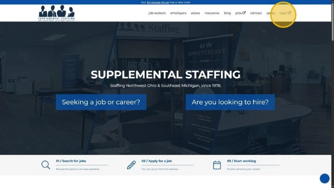Screenshot of our website's homepage