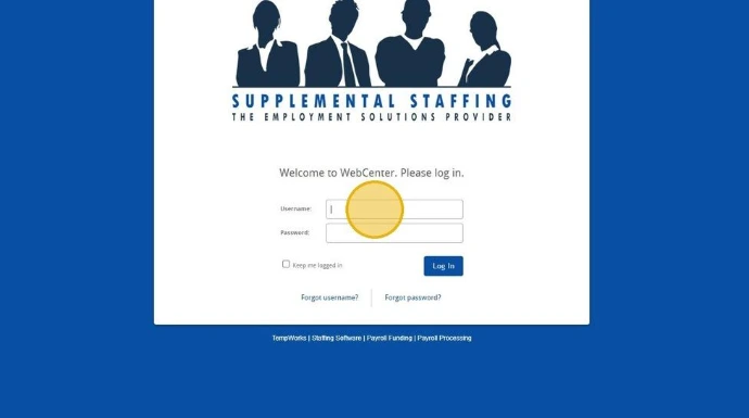 Screenshot of our employee login page